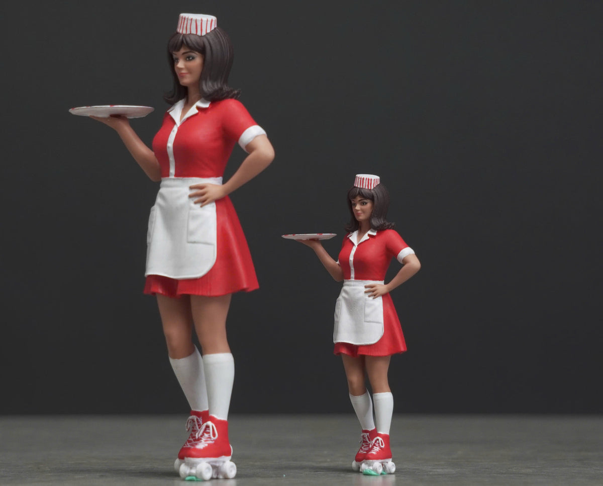 50s 60s waitress figurine handpaint high detail 1:18 to HO scale G78