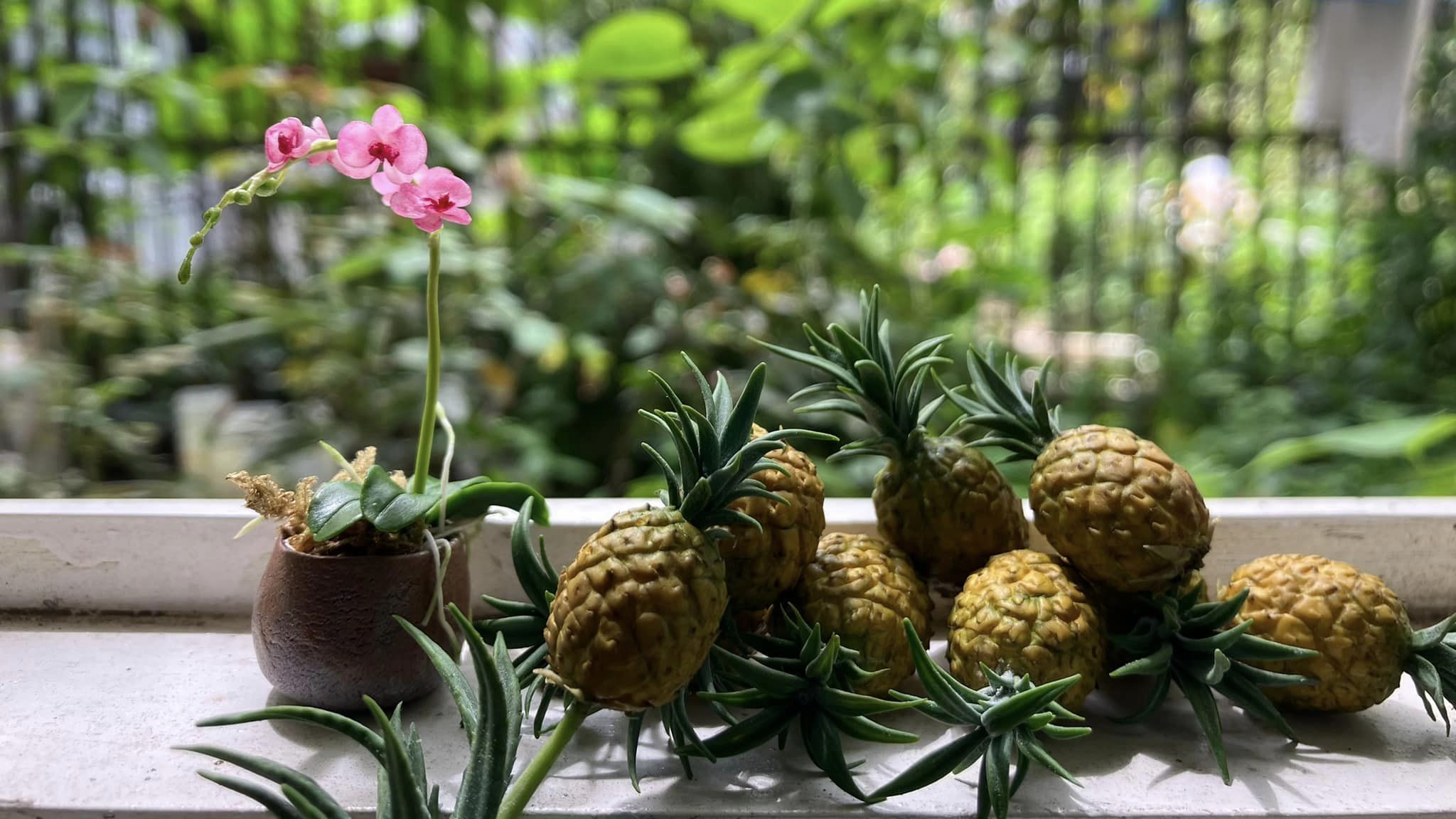 1/12 Pineapple Clay Miniature Fruit (3 pcs - NOT INCLUDE BAMBOO BASKET)