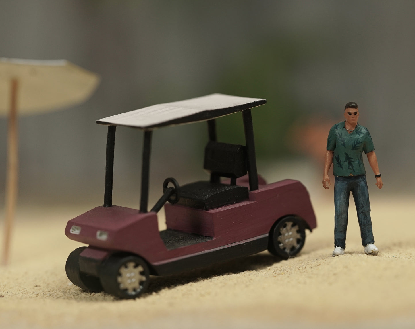 Tommy and Golf cart figure 1:18 to 1/64 HO scale handpaint high detail