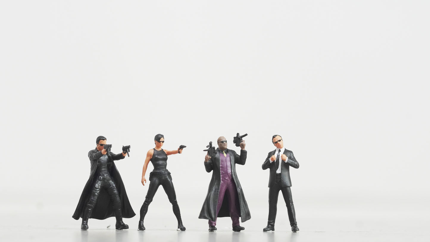 Team In Black figure HO 1:64 Scale handpaint high detail A214-215-216-217