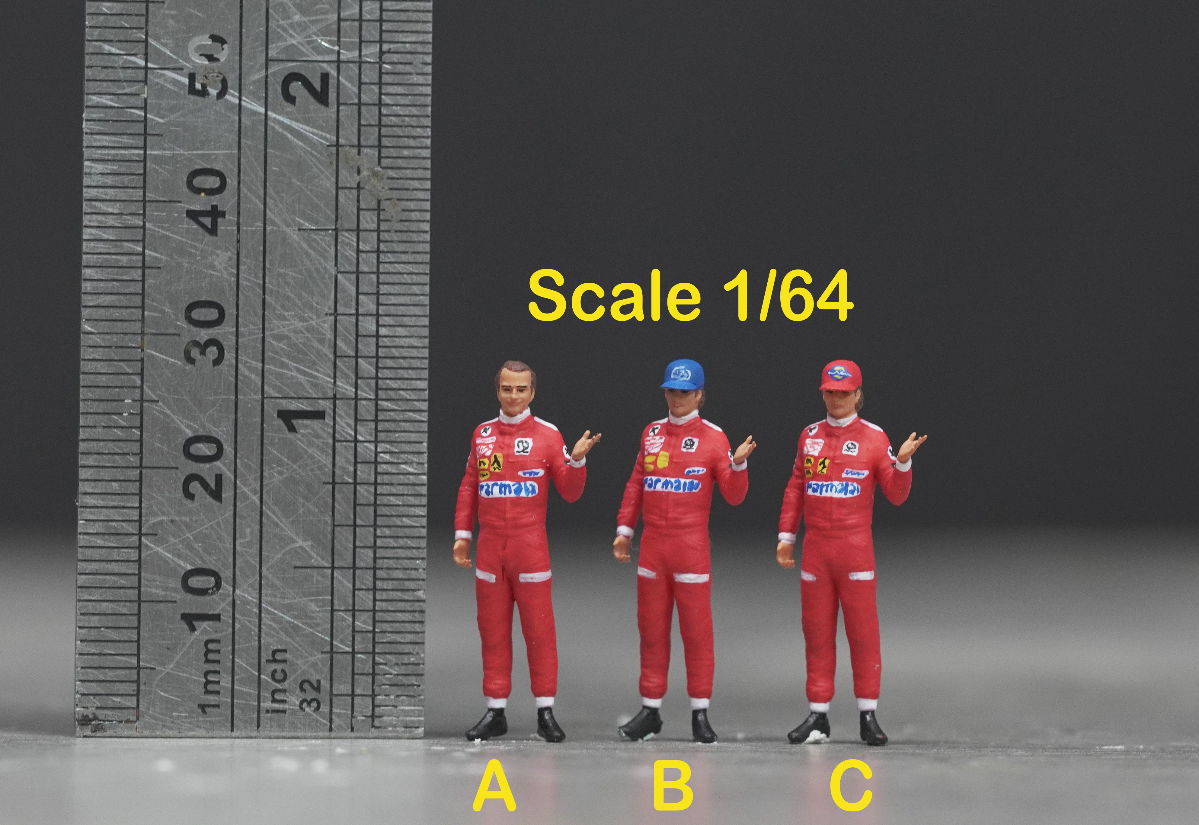 F1 Racer figure HO 1/64 1/43 1/24 1/18 Scale handpaint high detail AT48-50