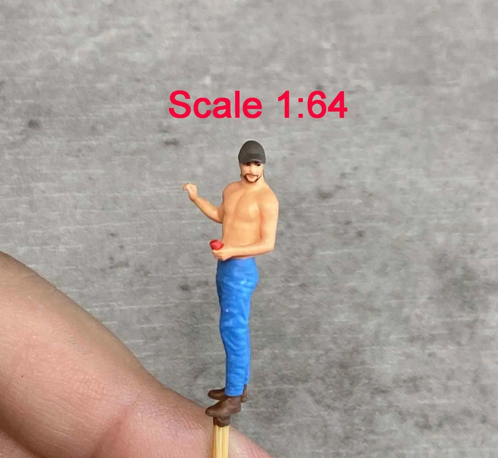 Man from 60s and 70s posing with figure HO 1/64 1/43 1/24 1/18 Scale handpaint high detail