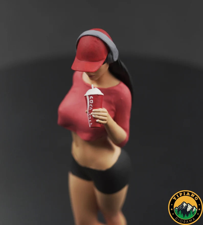 Sexy headphone girl drinking figure handpaint high detail All scale