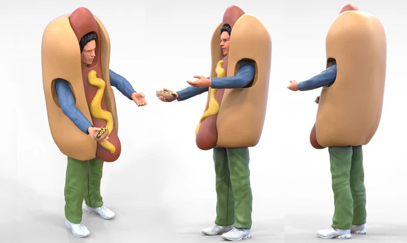 HO & 1:64 scale Hotdog man figure handpaint high detail