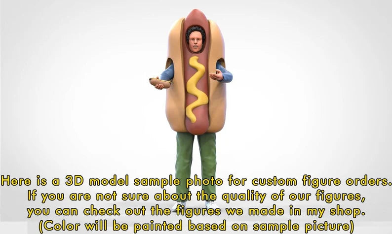 HO & 1:64 scale Hotdog man figure handpaint high detail