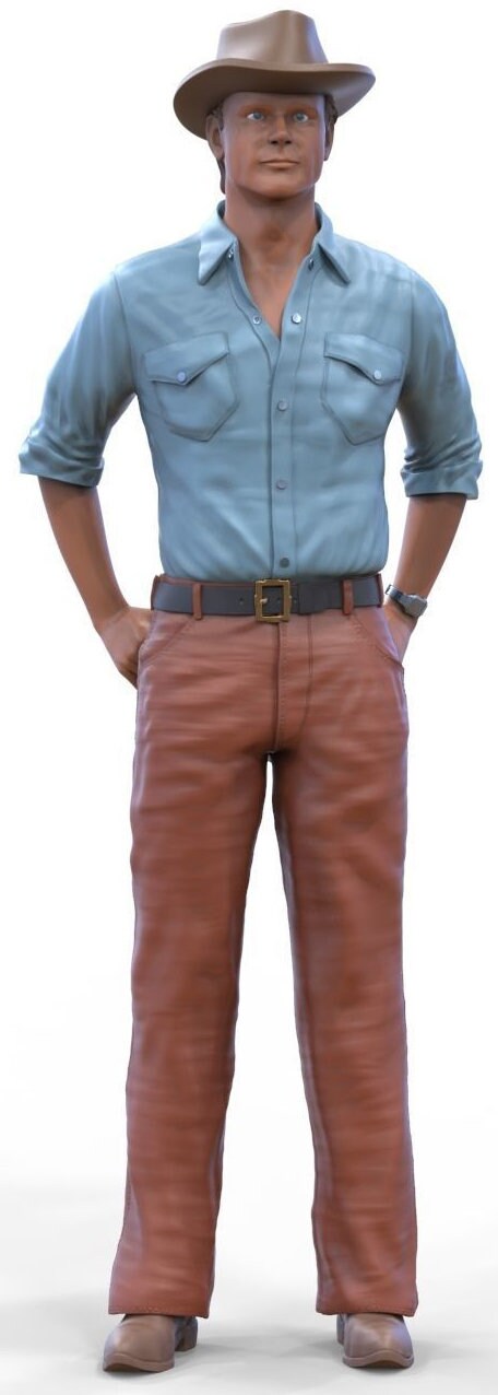 B and Hill figure handpaint high detail 1:18 to HO scale