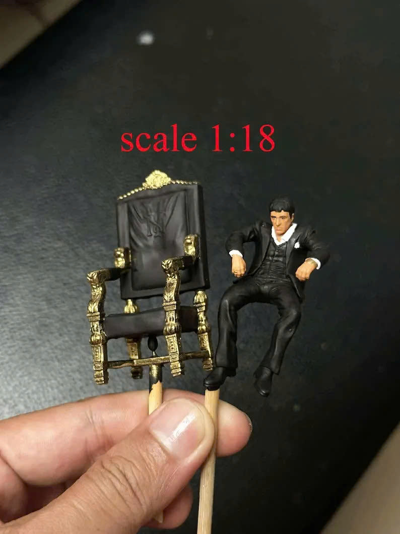 Man sitting figure HO 1/64 1/43 1/24 1/18 Scale handpaint high detail