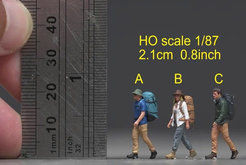 Hiker figure 1:18 to 1/64 HO scale handpaint high detail