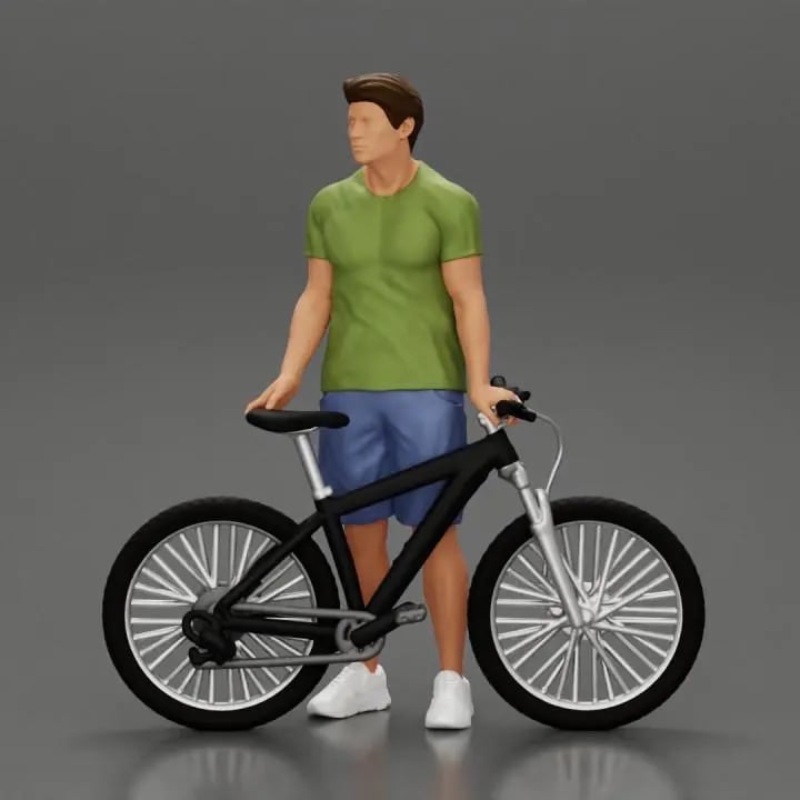 Bike figure miniature 1:18 to HO scale handpaint high detail