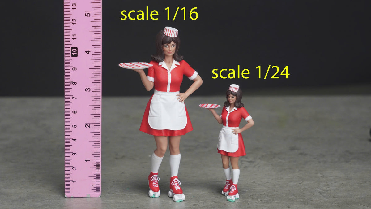 50s 60s waitress figurine handpaint high detail 1:18 to HO scale G78
