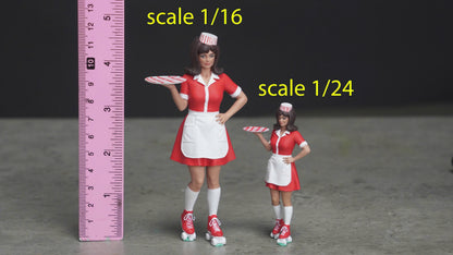 50s 60s waitress figurine handpaint high detail 1:18 to HO scale G78