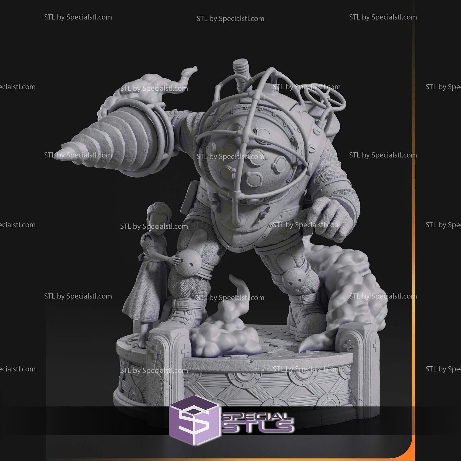 Big Daddy and little girl figure HO 1/64 1/43 1/24 1/18 Scale handpaint high detail
