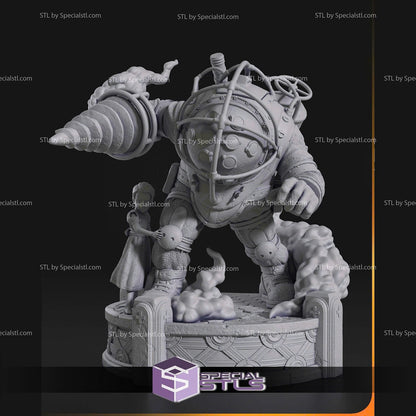 Big Daddy and little girl figure HO 1/64 1/43 1/24 1/18 Scale handpaint high detail