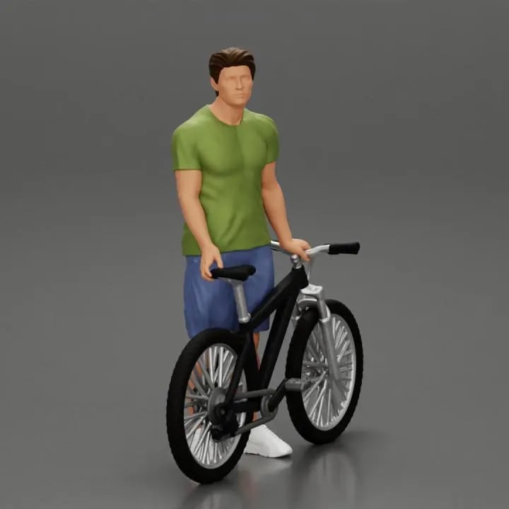 Bike figure miniature 1:18 to HO scale handpaint high detail