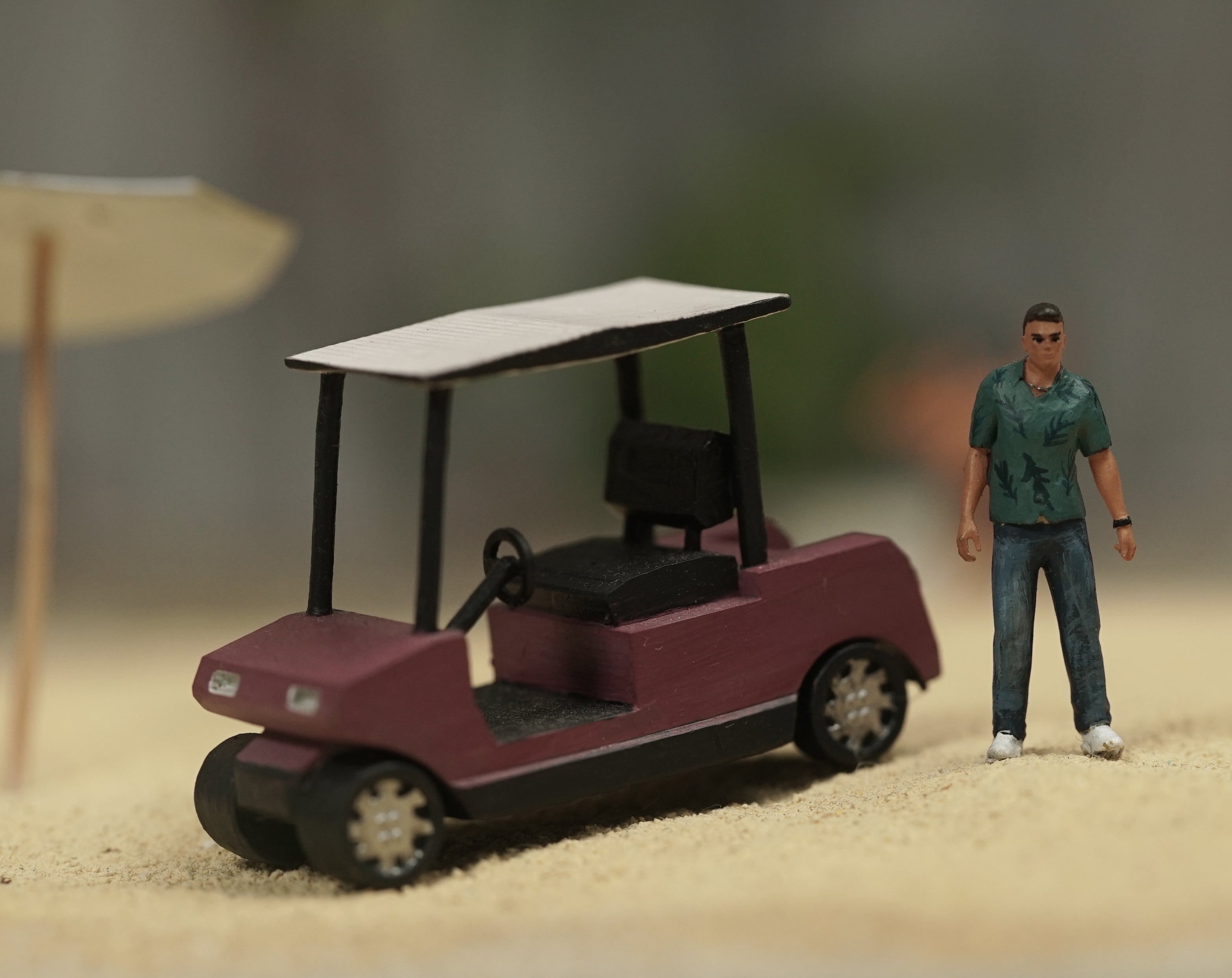 Tommy and Golf cart figure 1:18 to 1/64 HO scale handpaint high detail