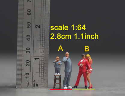 Evil mini and dancing couple figure handpaint high detail 1:18 to HO scale