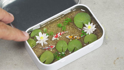 Water Lily Koi fish expoxy resin clay miniature mini diorama