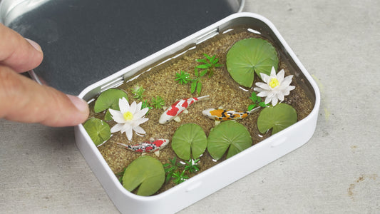 Water Lily Koi fish expoxy resin clay miniature mini diorama