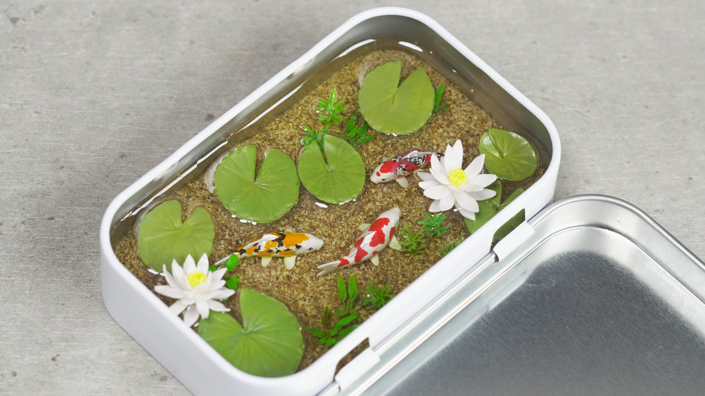 Water Lily Koi fish expoxy resin clay miniature mini diorama