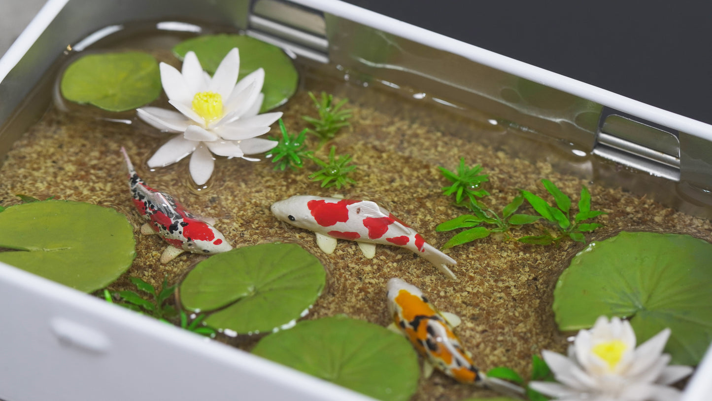 Water Lily Koi fish expoxy resin clay miniature mini diorama