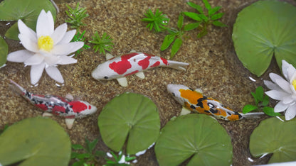 Water Lily Koi fish expoxy resin clay miniature mini diorama