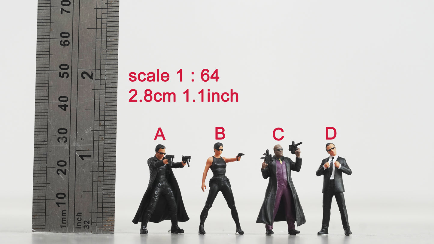 Team In Black figure HO 1:64 Scale handpaint high detail A214-215-216-217