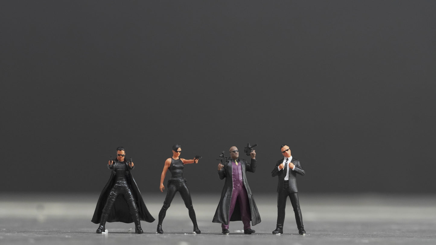 Team In Black figure HO 1:64 Scale handpaint high detail A214-215-216-217