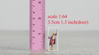 Girl leaning against the door figure handpaint high detail 1:18 to HO scale A213