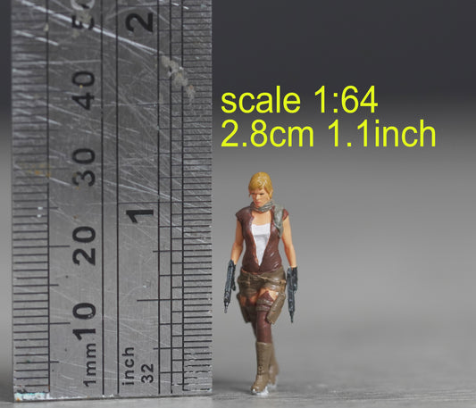 Girl with gun figure HO 1/64 1/43 1/24 1/18 Scale handpaint high detail