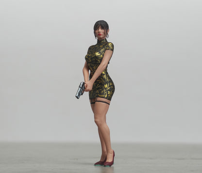 Sexy assassin figure  HO 1/64 1/43 1/24 1/18 Scale handpaint high detail