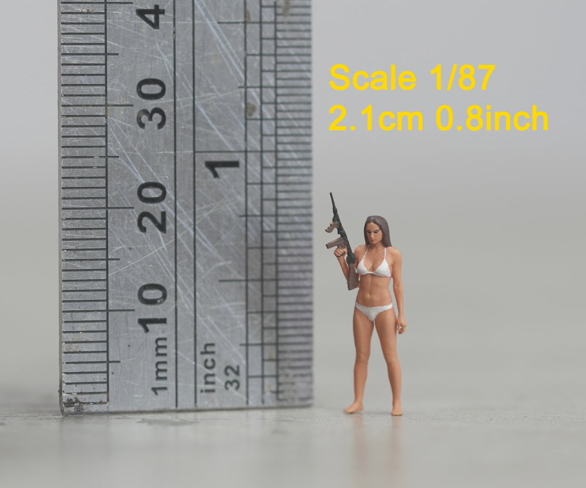 Bikini girl with thompson figure  HO 1/64 1/43 1/24 1/18 Scale handpaint high detail