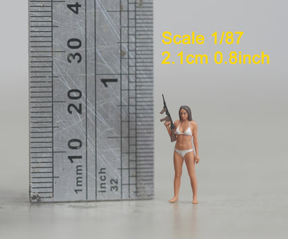 Bikini girl with thompson figure  HO 1/64 1/43 1/24 1/18 Scale handpaint high detail