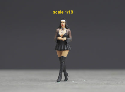 Sexy Nun figure  HO 1/64 1/43 1/24 1/18 Scale handpaint high detail