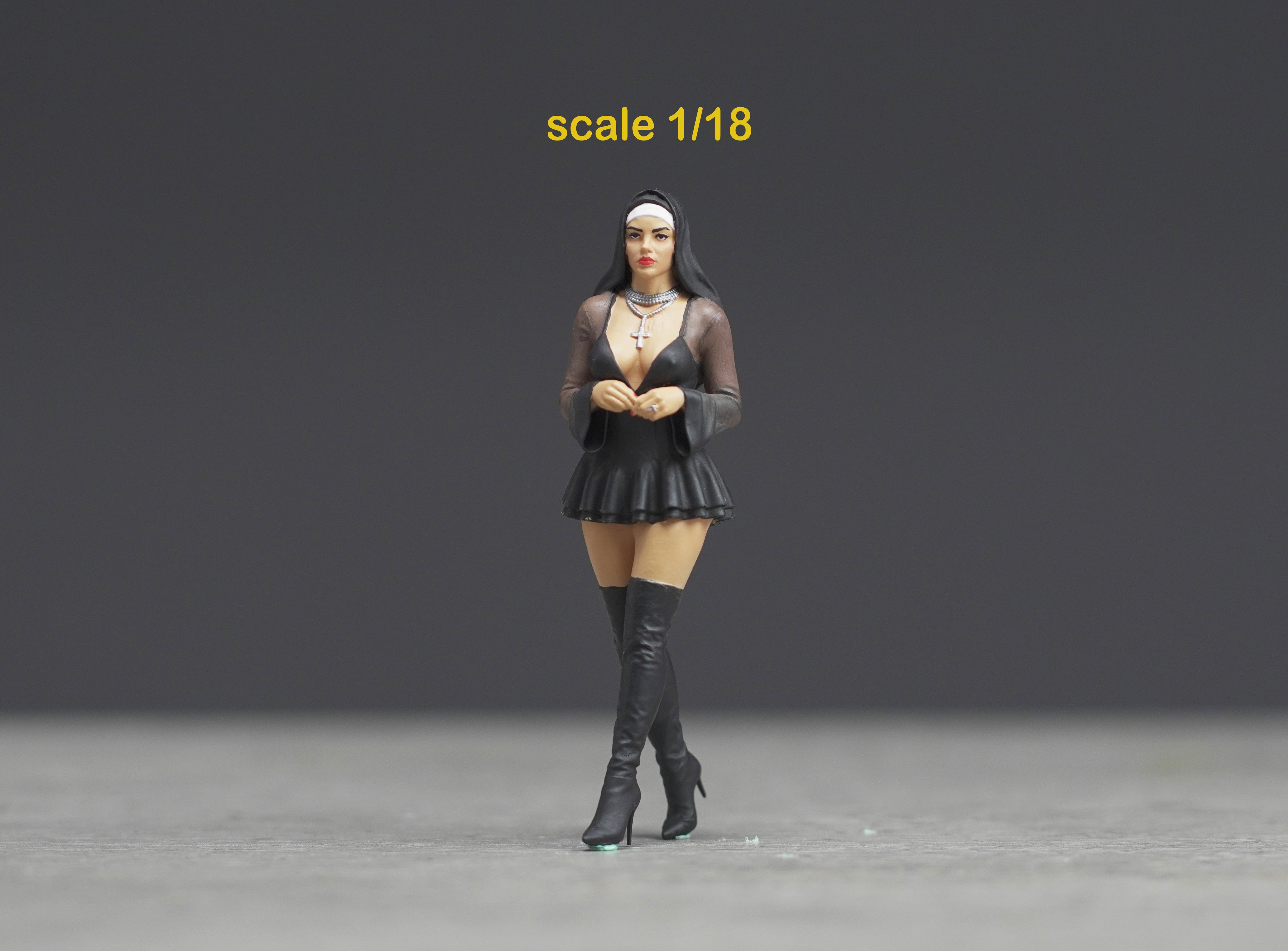Sexy Nun figure  HO 1/64 1/43 1/24 1/18 Scale handpaint high detail