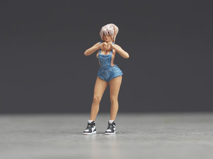 Sexy girl with heart figure  HO 1/64 1/43 1/24 1/18 Scale handpaint high detail