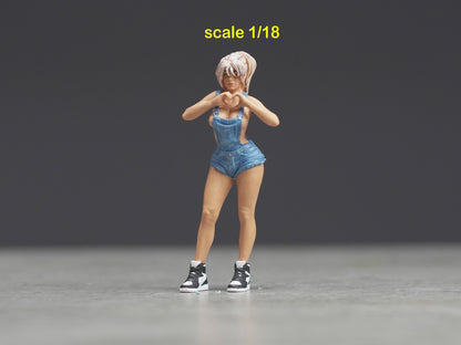 Sexy girl with heart figure  HO 1/64 1/43 1/24 1/18 Scale handpaint high detail