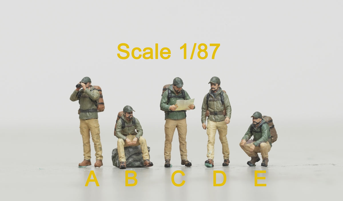 Hiker man figure HO 1/64 1/18 1/43 Scale handpaint high detail