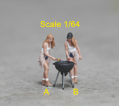BBQ girl figure HO 1/64 1/43 1/24 1/18 Scale handpaint high detail