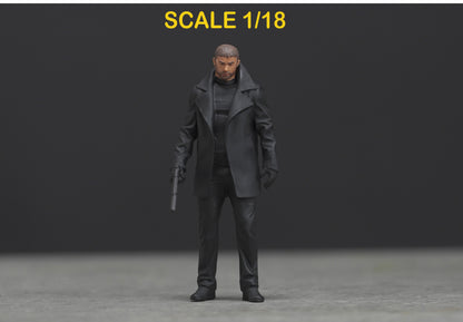 Man with gun figure  HO 1/64 1/43 1/24 1/18 Scale handpaint high detail