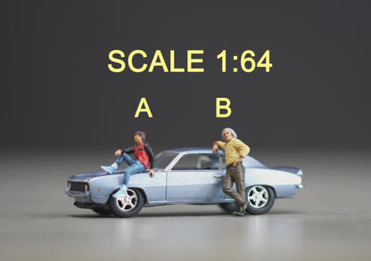 Boy and man (not include car) figure handpaint high detail 1:18 to HO scale