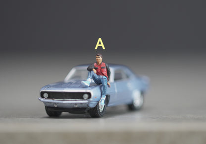 Boy and man (not include car) figure handpaint high detail 1:18 to HO scale