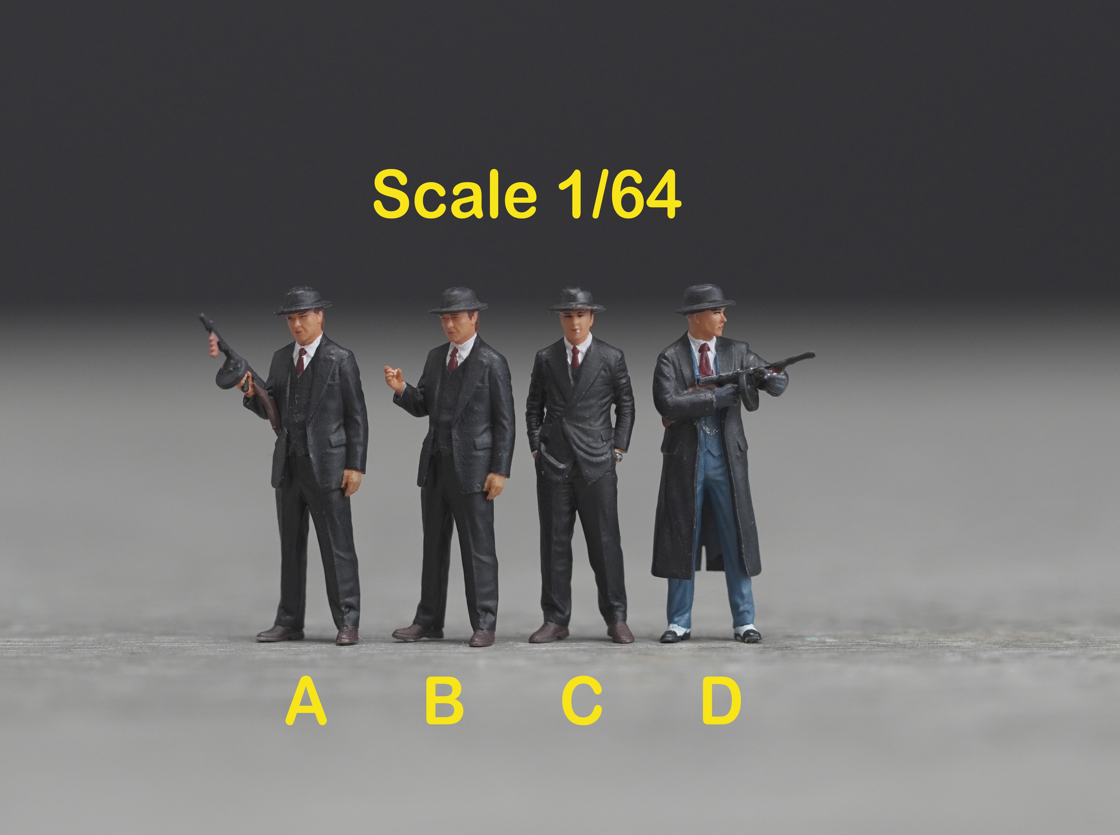 Mafia man figure HO 1/64 1/43 1/24 1/18 Scale handpaint high detail AT41-44