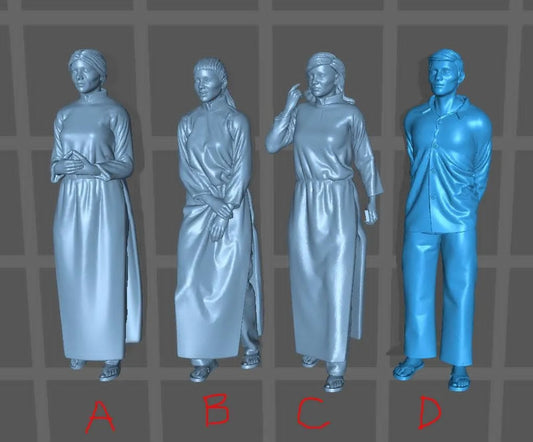 Vietnamese Ao Dai figure miniature 1:18 to HO scale handpaint high detail