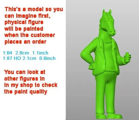Horse cartoon man   figurine handpaint high detail 1:18 to HO scale