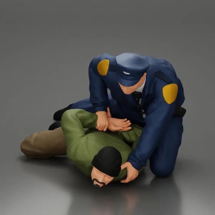 Police catching thief figure HO 1:64 Scale handpaint high detail