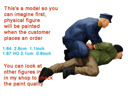 Police catching thief figure HO 1:64 Scale handpaint high detail