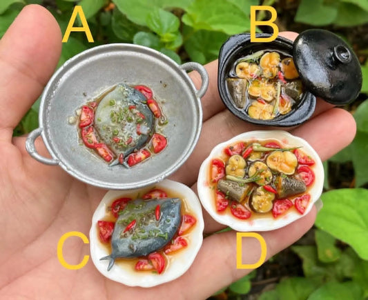 Vietnam clay pot fish 1:12 scale  clay Miniature