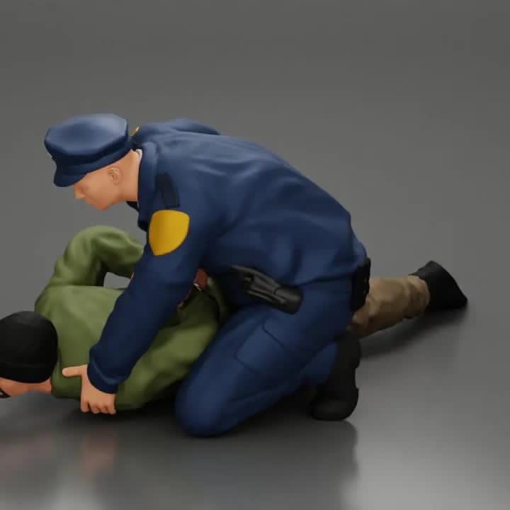 Police catching thief figure HO 1:64 Scale handpaint high detail