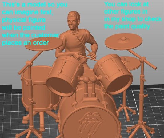 Charlie drumer rocker figurine handpaint high detail 1:18 to HO scale
