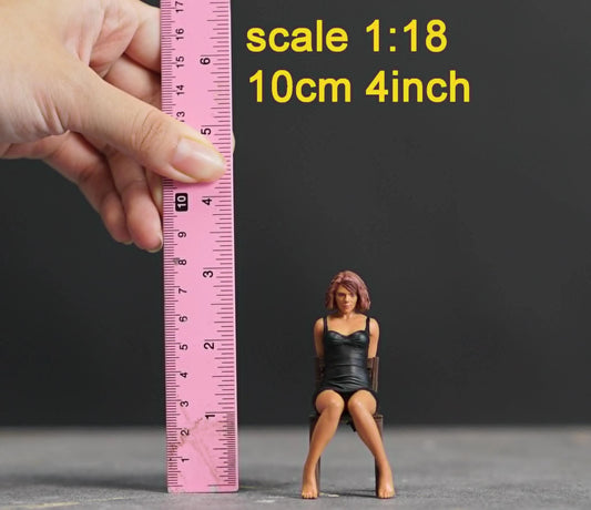 Sitting girl figure handpaint high detail 1:18 to HO scale